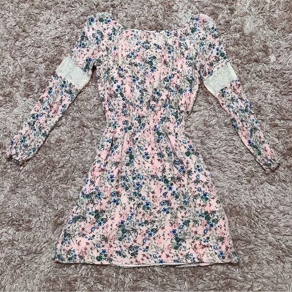 Princess by Vera Wang Pink Coquette Floral Long Sleeve Dress Size XS - Picture 8 of 12